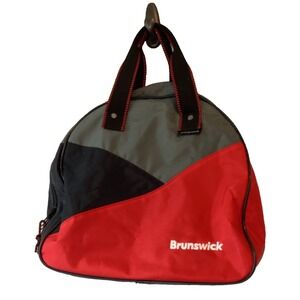 Brunswick‎ Soft Bowling Ball Bag Black Red Zip Up Support Inside Pin Alley Sport
